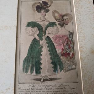 3 French prints vintage original hand colored c 1825